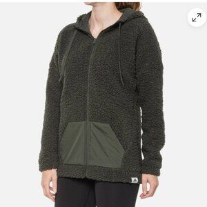 ADIDAS Olive Green High-pile Sherpa Fleece Hoodie Full Zip Jacket Size M